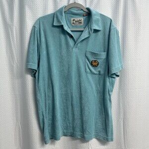 Howler Bros. Seafoam Blue Plusher Man Crab Terry Polo Shirt Large Classic
